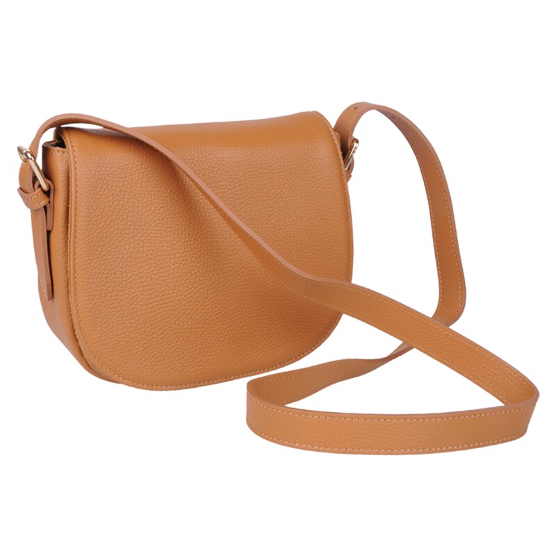 Hnědá kožená italská crossbody kabelka Caterina Camel