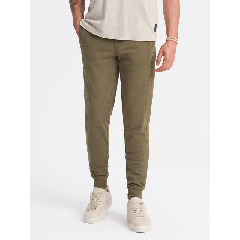 Ombre Mens BASIC cotton jogger sweatpants - olive