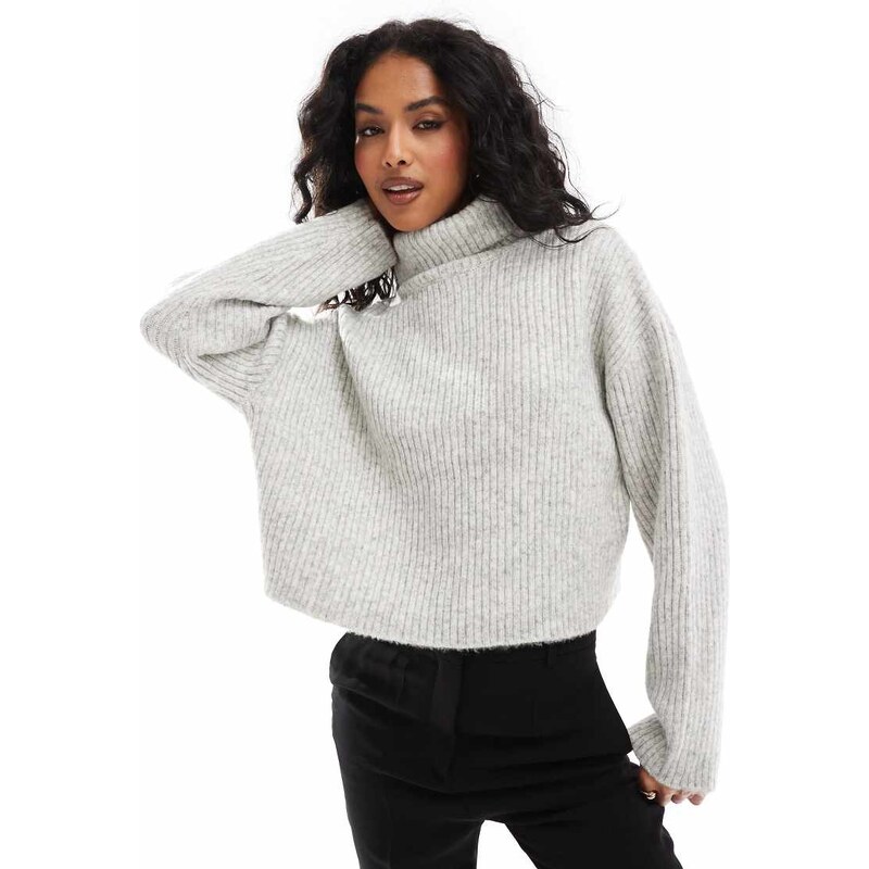 ONLY roll neck jumper in light grey melange