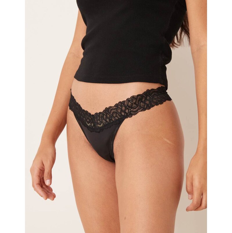 Calvin Klein Attraction lace detail thong in black 100814655