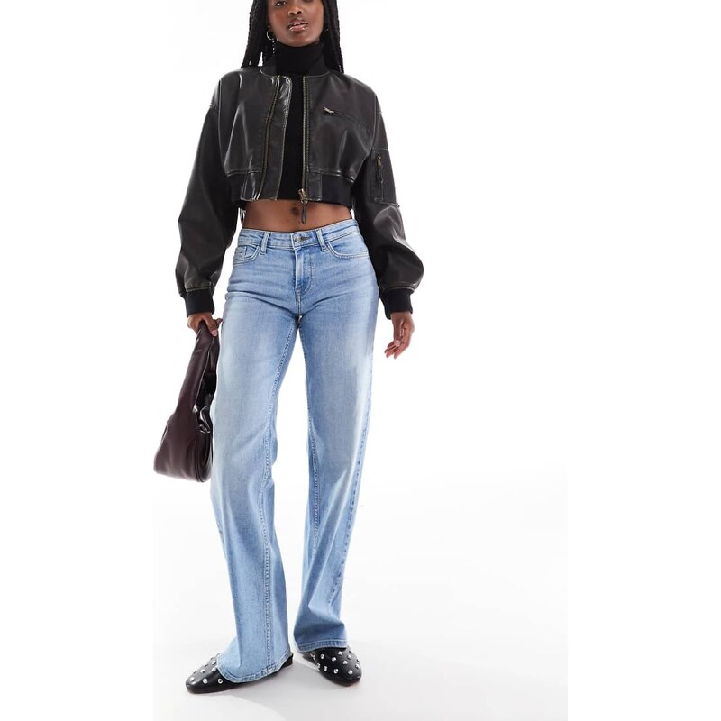 ONLY Judy low rise wide leg jeans in light blue wash