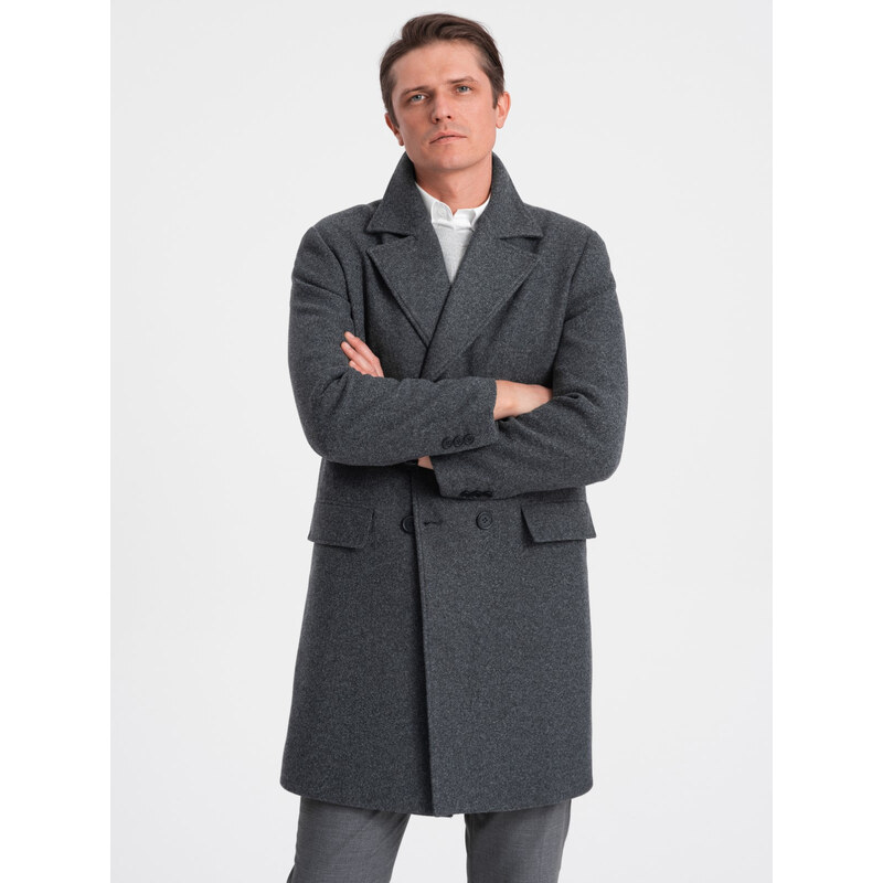 Ombre Mens double-breasted lined coat - graphite