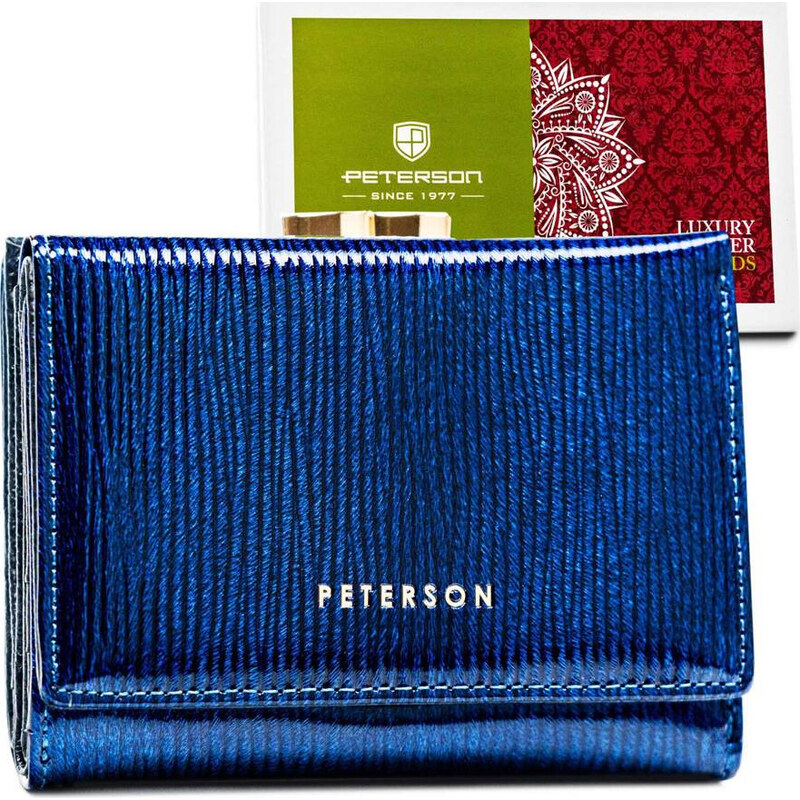 Elegantní dámská tmavě modrá peněženka z přírodní kůže Peterson Y727 100816928