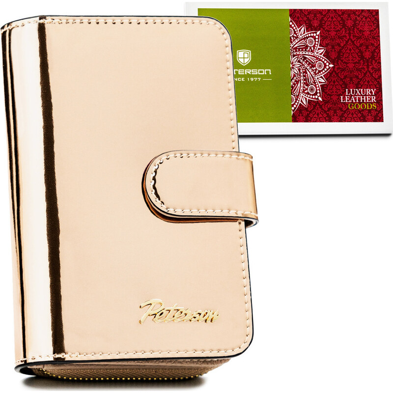 Malá rosegold peněženka z přírodní kůže Peterson Y706 Růžová 100816949
