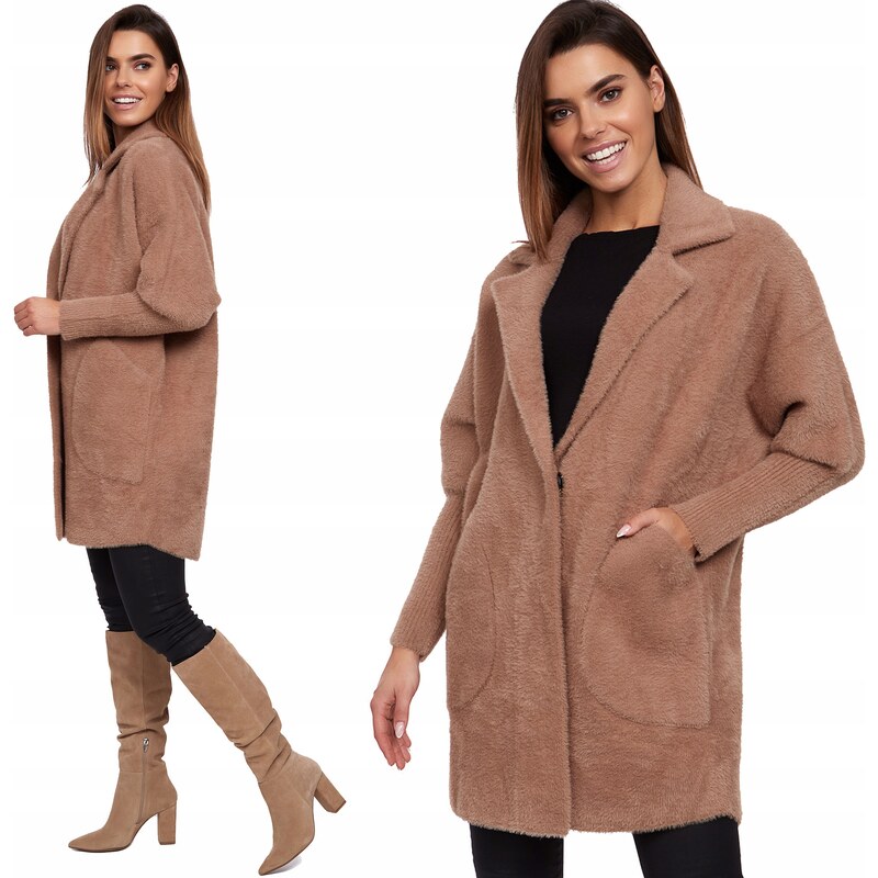 Fashionweek Dámský kabát z alpaky měkký vlněný kabát BR01