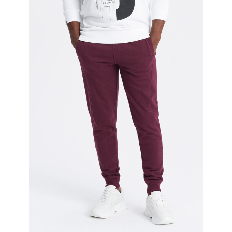 Ombre Mens BASIC cotton jogger sweatpants - maroon