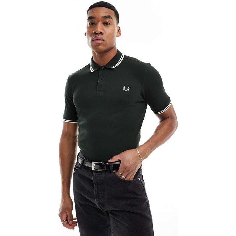 Fred Perry twin tipped logo polo in green