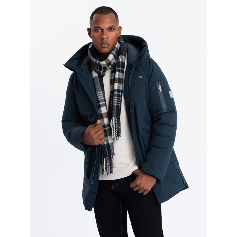 Ombre Mens long seasonal outdoor style jacket - navy blue
