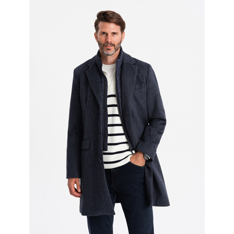 Ombre Unbuttoned mens wool blend coat - graphite