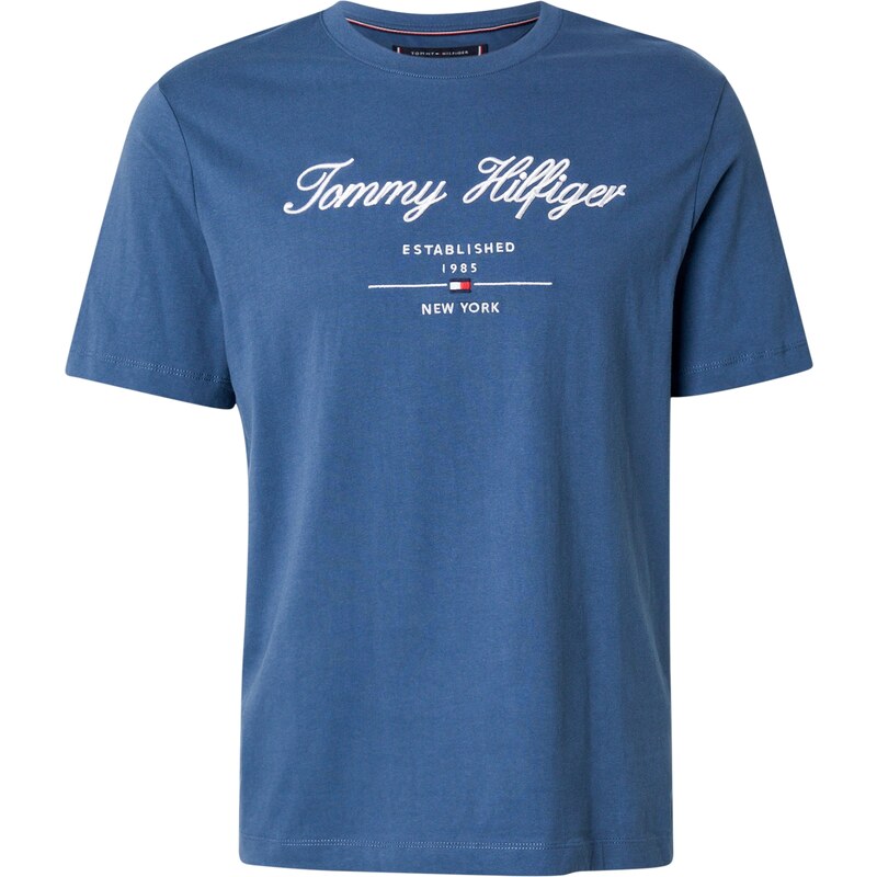 TOMMY HILFIGER Tričko Textured Logo modrá / námořnická modř /