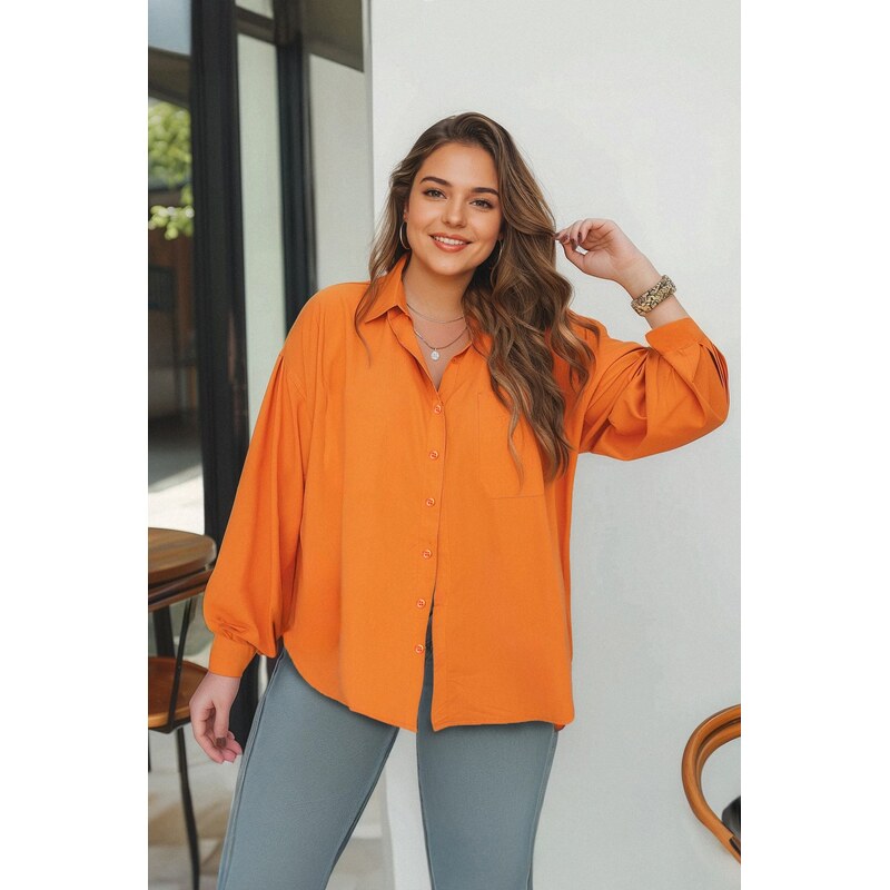 Trendyol Curve oranžová košile s límečkem 115641576