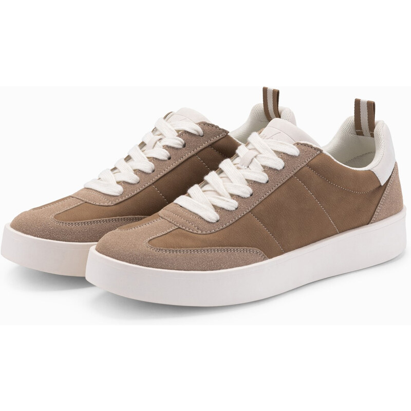 Ombre Old-school mens sneakers on thick sole - light brown