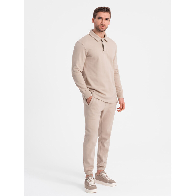 Ombre Mens tracksuit set sweatshirt with polo collar + pants