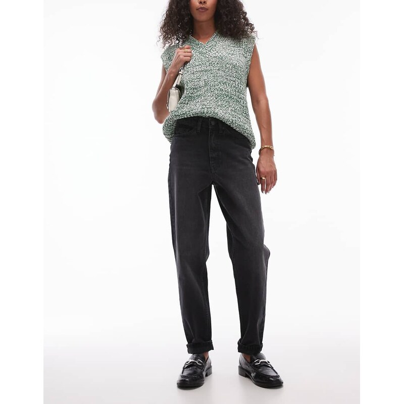 Topshop Original Mom high rise jean in washed black