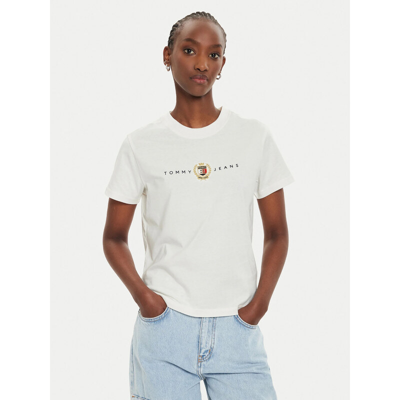 Tommy Jeans dámské krémové tričko 109099651