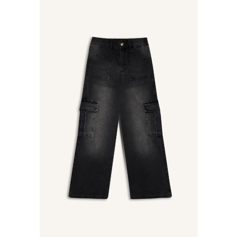 DEFACTO Girls Wide Leg Cargo Wide Leg Jeans