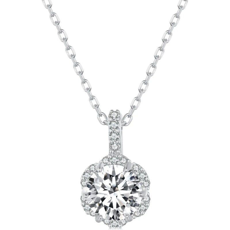 Olivie Stříbrný náhrdelník 1ct 6,5mm MOISSANITE 9179