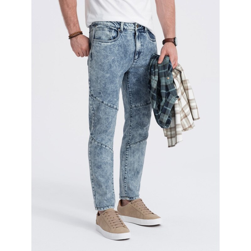 Ombre Mens slim fit denim pants with stitching at the knees -