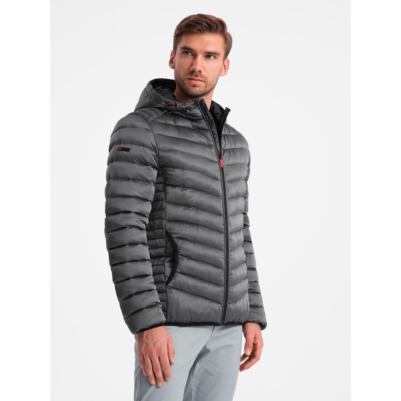 Ombre Lightly insulated quilted mens jacket with satin trim -