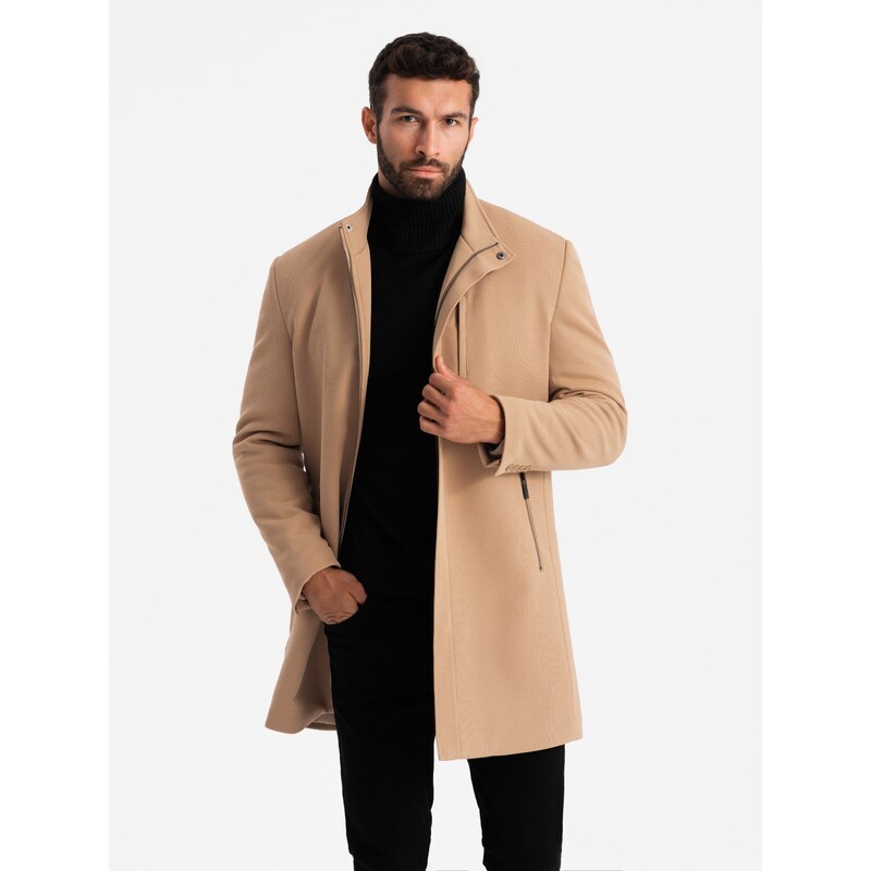 Ombre Structured fitted coat for men with high collar - light