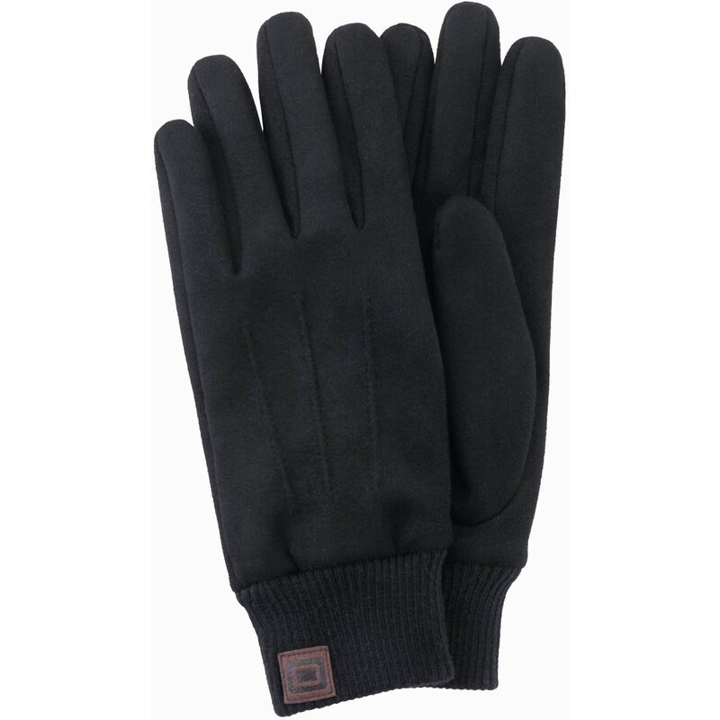 Ombre Mens eco suede gloves with welt - black