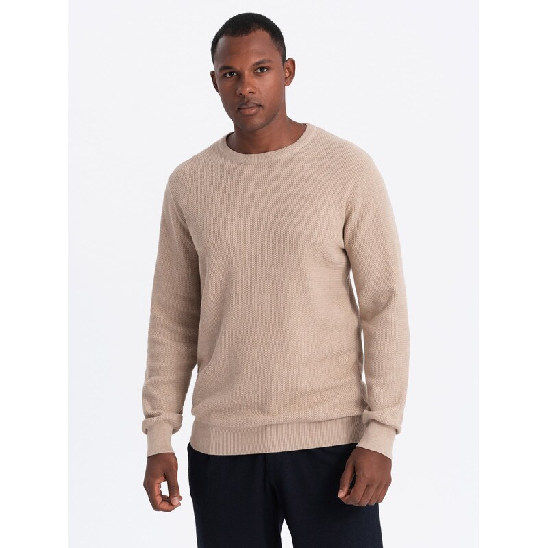 Ombre Mens mélange structured knit sweater - sand
