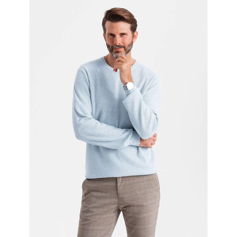 Ombre Mens mélange structured knit sweater - blue