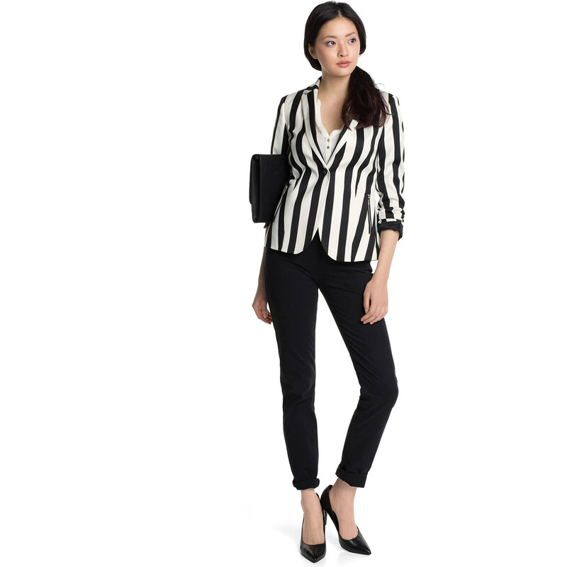 Esprit block stripe blazer with zips