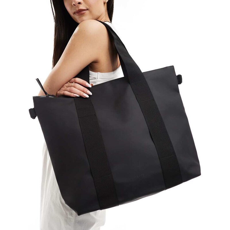 Rains 14160 unisex waterproof tote bag mini in black 101145302