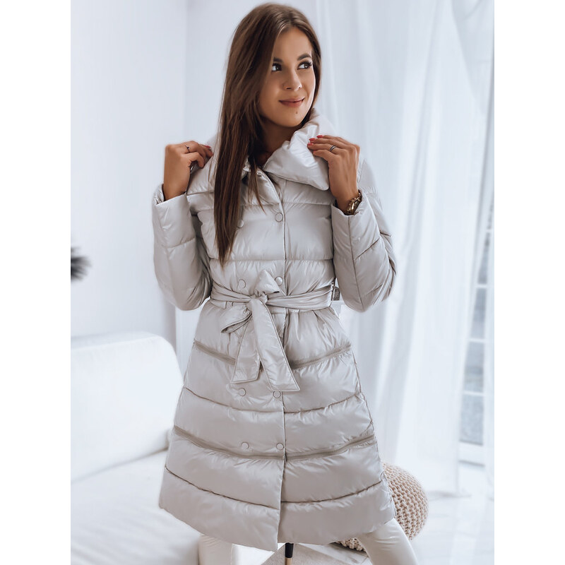 Dlouhá dámská bunda bez kapuce LONDON PREMIUM béžová Dstreet 107263777