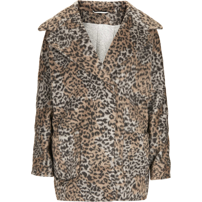 Topshop Leopard Print Wool Ovoid Coat