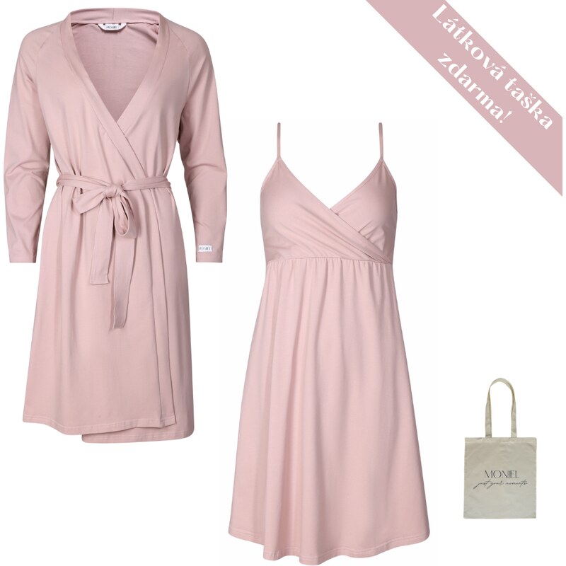 Moniel letní souprava pro maminky do porodnice Pastel růžová