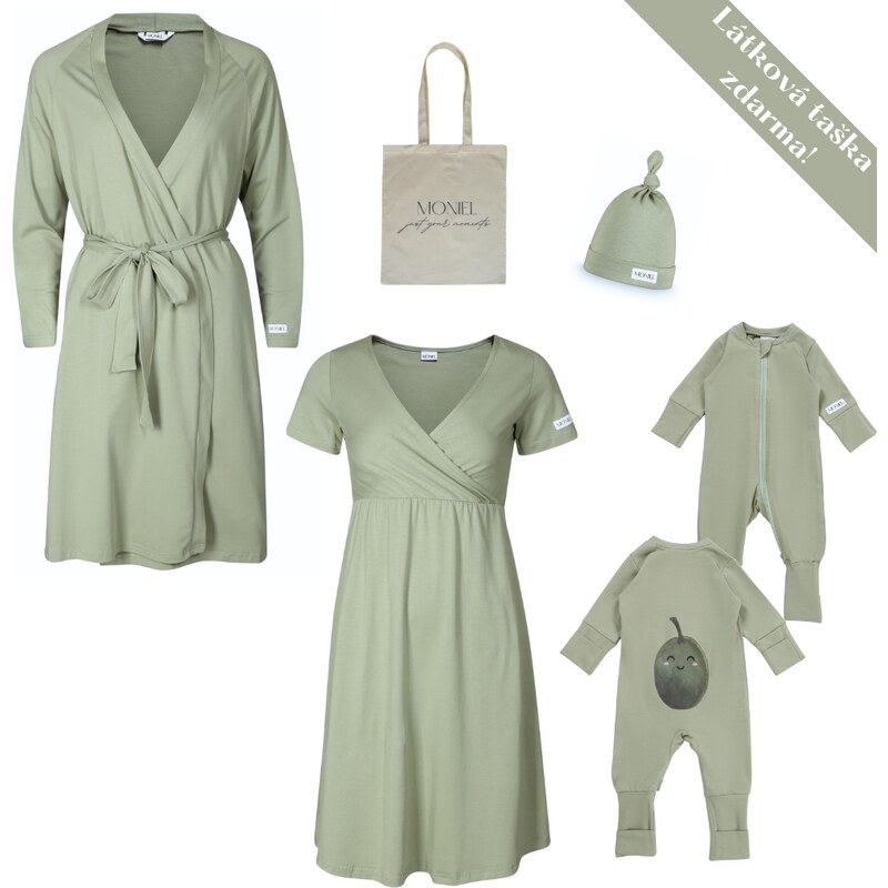 Moniel souprava do porodnice pro maminku a miminko Newborn Olive