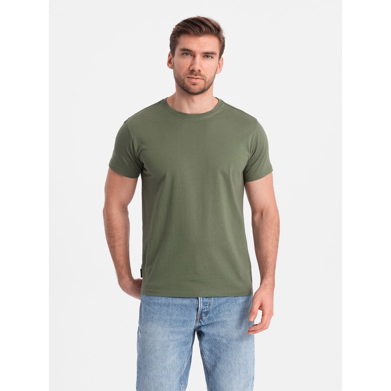 Ombre BASIC mens classic cotton T-shirt - khaki