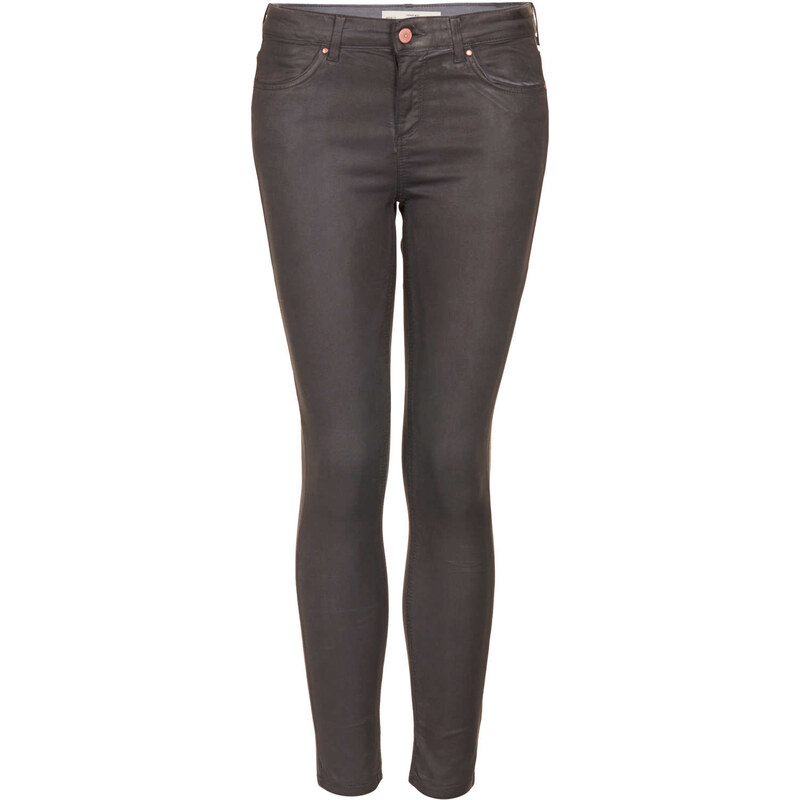 Topshop MOTO Grey Coated Leigh Jeans