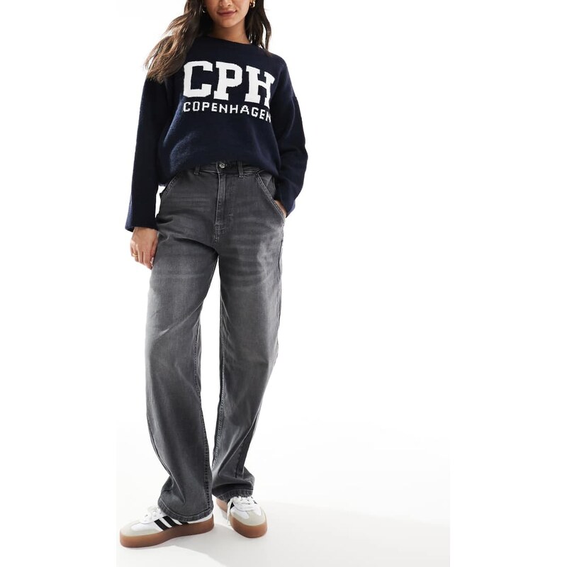 ONLY Gia mid rise loose baggy fit jeans in grey 109772595