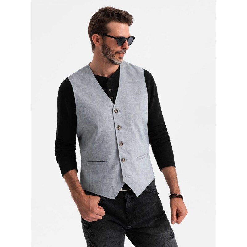 Ombre Clothing Nevšední šedá elegantní vesta V1 BLZV-0106