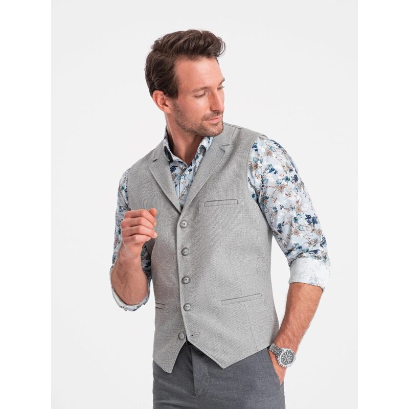 Ombre Clothing Jedinečná šedá elegantní vesta V1 BLZV-0109