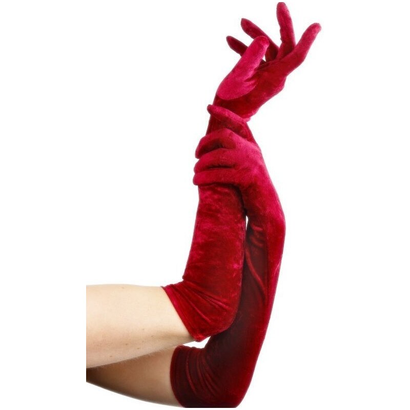Sametové rukavice červené 53 cm