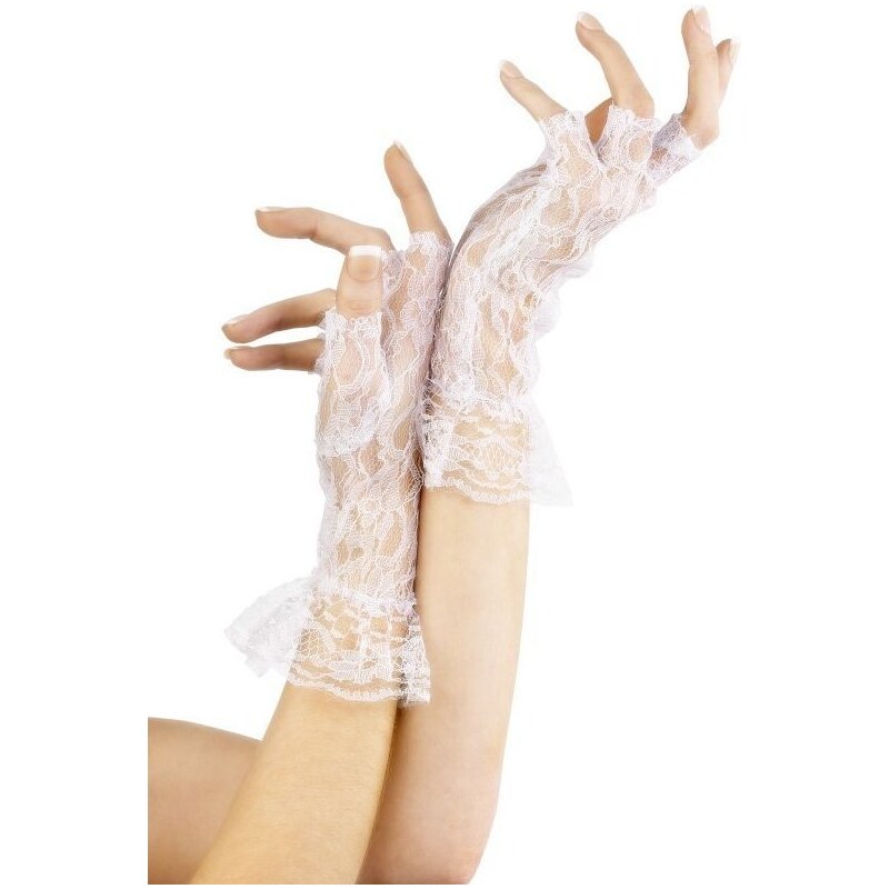 Krajkové rukavice bílé bez prstů