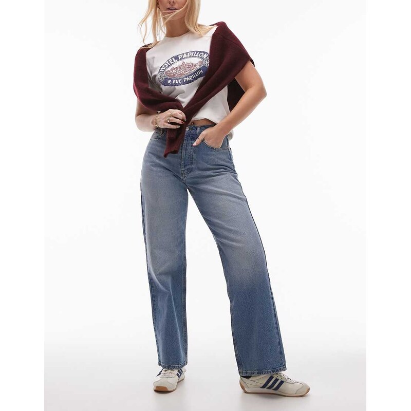 Topshop Hourglass mid rise loose fit straight jeans in vintage