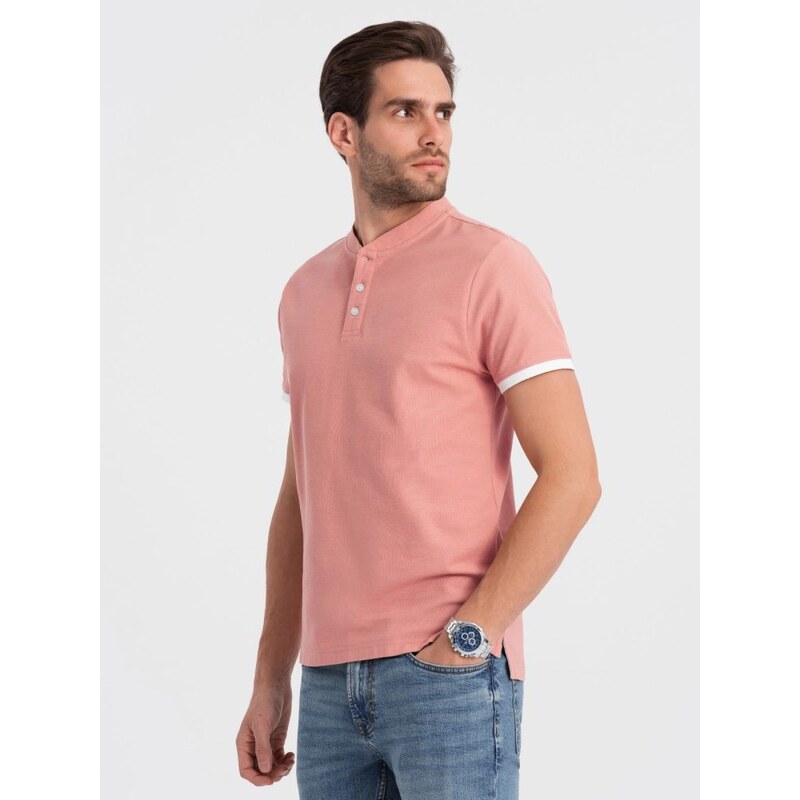 Ombre Clothing Pohodlná trendy růžová polokošile V7 TSCT-0156