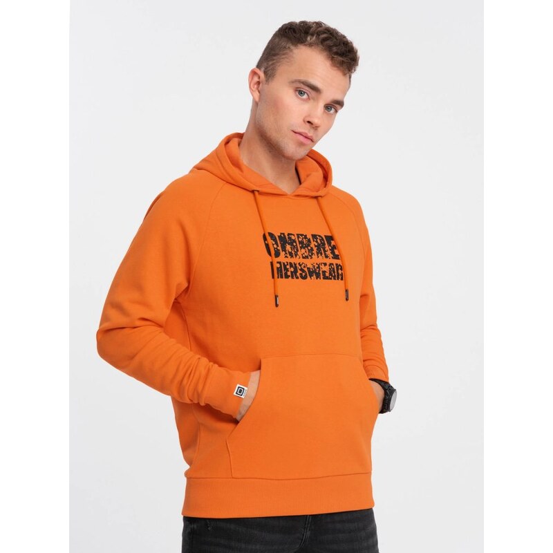 Ombre Clothing Trendy oranžová mikina s nápisem V1 SSPS-0155