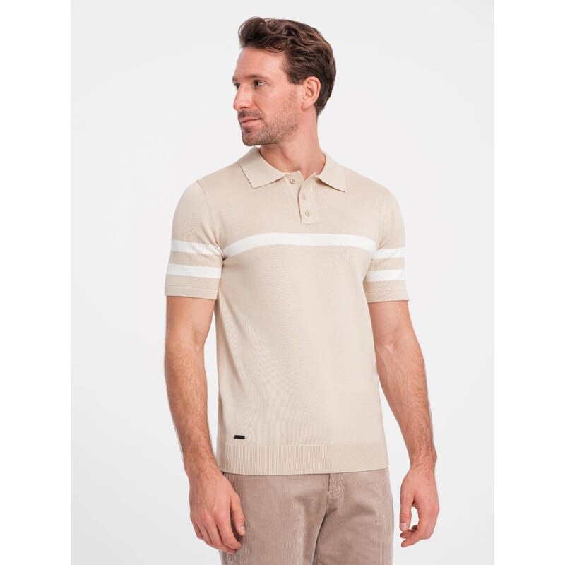 Ombre Clothing Trendy béžová polokošile V4 POSS-0118