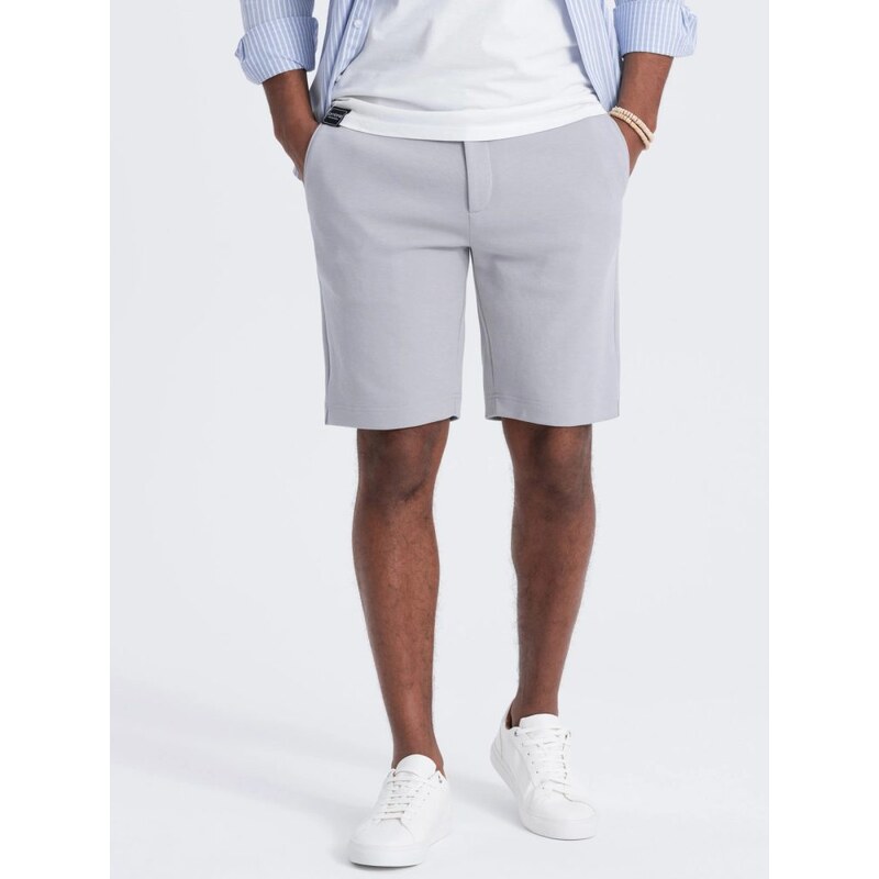 Ombre Clothing Šedé kraťasy ze strukturovaného úpletu V4 SRCS