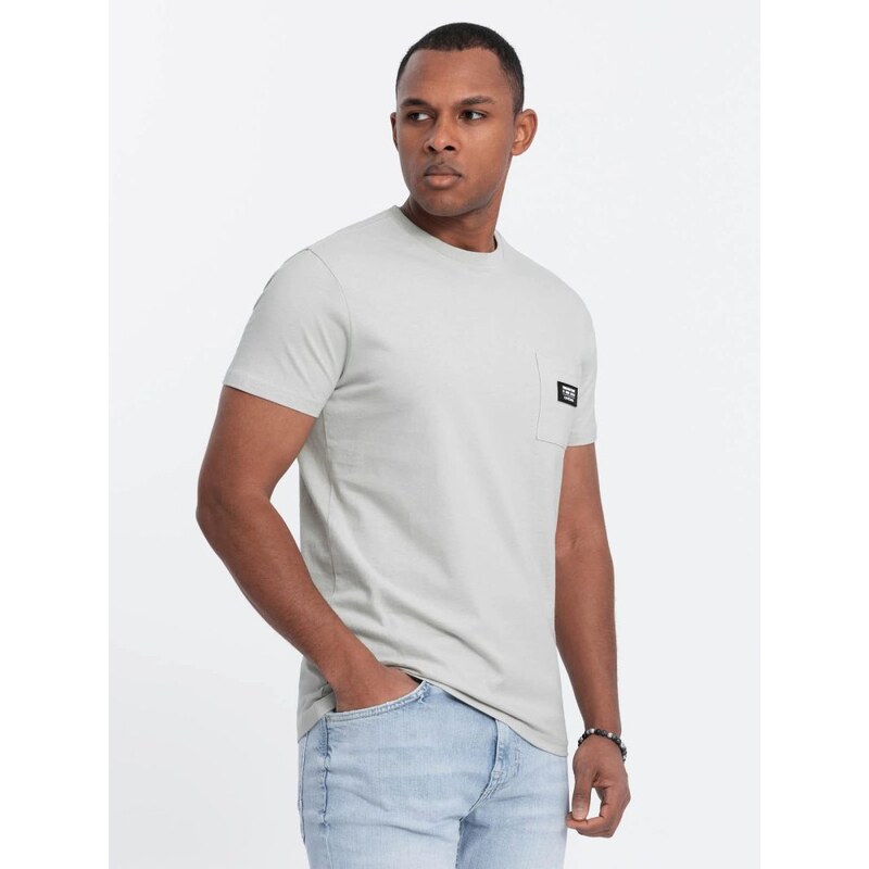 Ombre Clothing Trendy tričko s ozdobnou kapsou světle zelené V2
