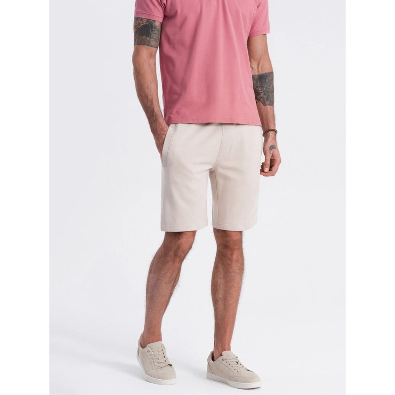 Ombre Clothing Béžové teplákové kraťasy V1 SRSK-0139