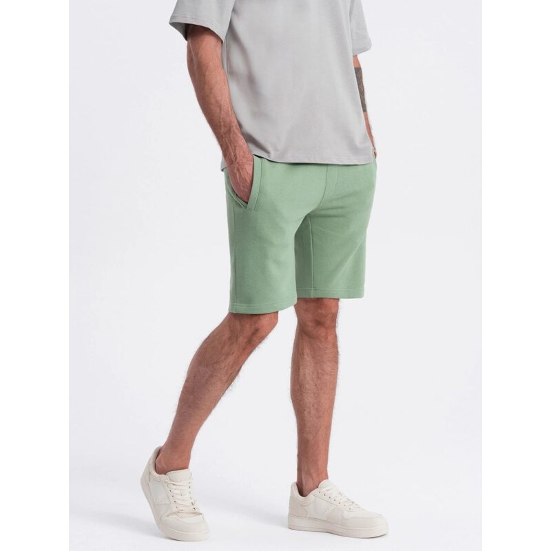 Ombre Clothing Zelené teplákové kraťasy V3 SRSK-0139