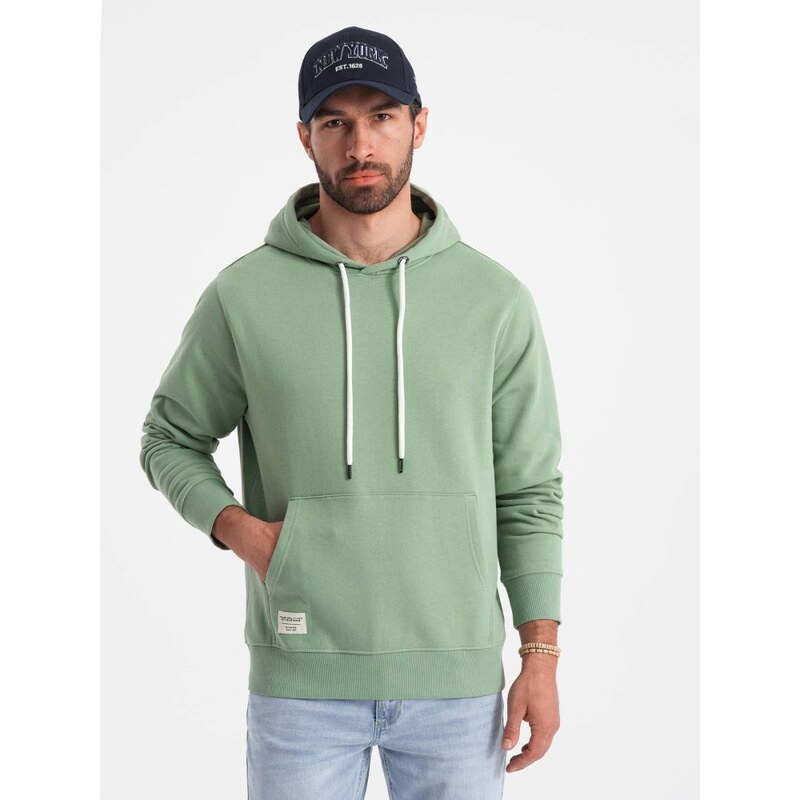 Ombre Clothing Nadčasová zelená mikina V3 SSBN-0177