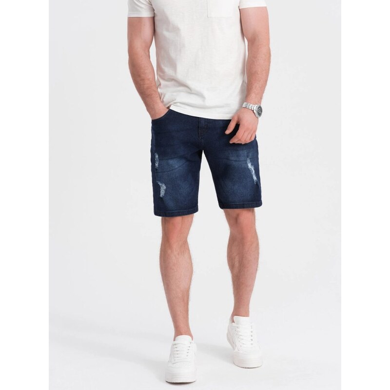 Ombre Clothing Moderní modré riflové kraťasy V3 SRDS-0146
